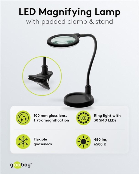 Fixpoint LED Luplampe 5W, 3 dioptri Sort - 64990