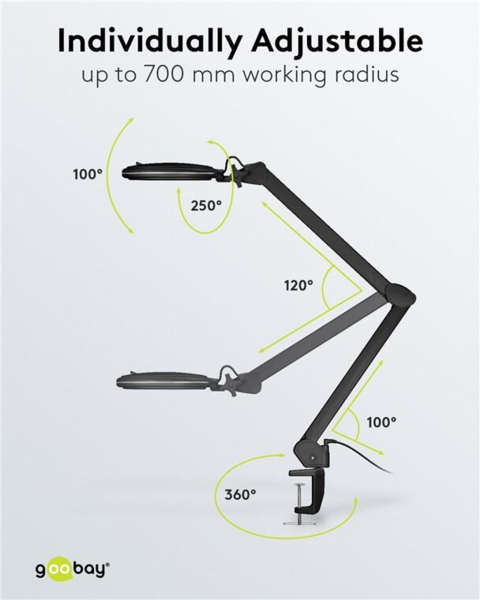 LED Luplampe til bordplade med dæmper og farveregulering Sort 10W - 64986